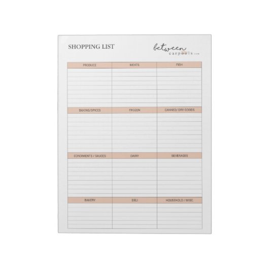 LISTE FÜR GROCERY SHOPPING NOTIZBLOCK (Rotiert)
