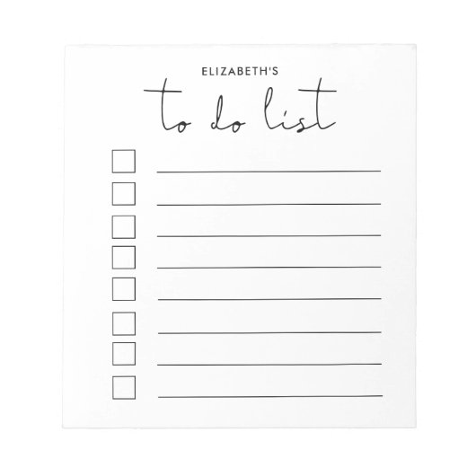 Liste Minimalistisch zu tun Notizblock (Vorderseite)