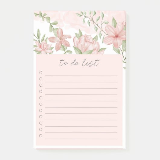 Liste mit Blumen Post-it Klebezettel (Vorderseite)