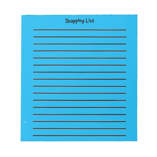 Liste mit hellblauem Notepad Notizblock (Vorderseite)
