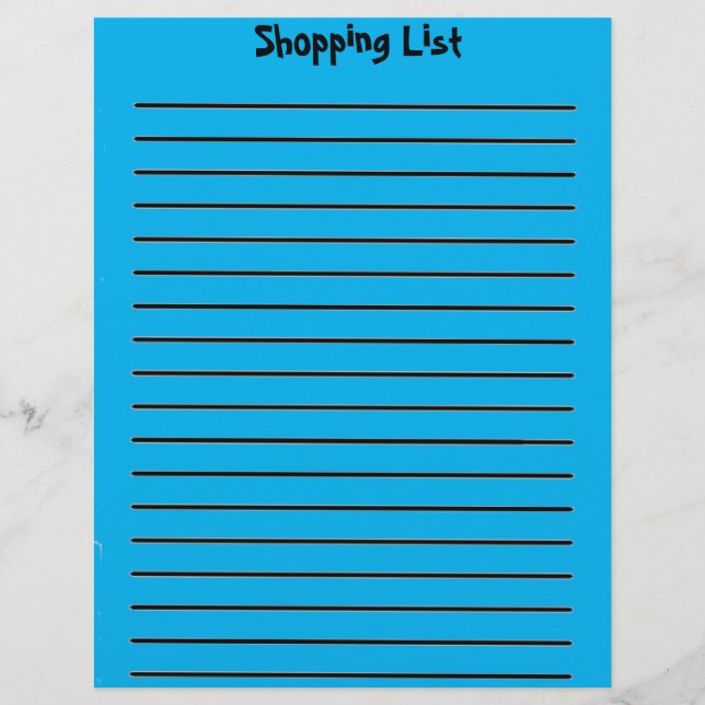 Liste mit hellblauen Buchstaben Briefbogen (Vorderseite)