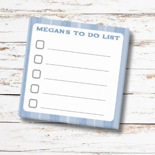 Liste mit hellblauen Streifen auf der Leiste Post-it Klebezettel