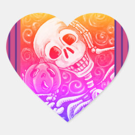 LISTEN SIE IHREN PUMPKIN, HALLOWEEN SKELETON STICK Herz-Aufkleber