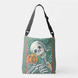 LISTEN SIE IHREN PUMPKIN, SELETON CROSS BODY BAG TRAGETASCHEN MIT LANGEN TRÄGERN