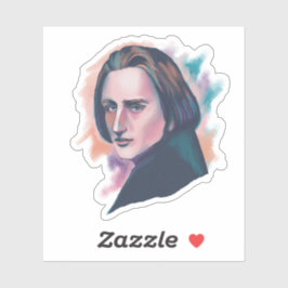 Liszt Colorful Watercolor Portrait Aufkleber