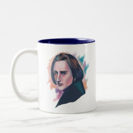 Liszt Watercolor Portrait Quote  Zweifarbige Tasse