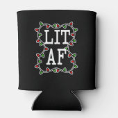 Lit AF lustiges Weihnachtslicht Weihnachten Weihna Dosenkühler (Rückseite)