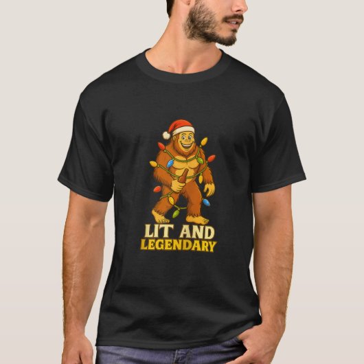 Lit and Legendary Funny Bigfoot Christmas Lights B T-Shirt (Vorderseite)