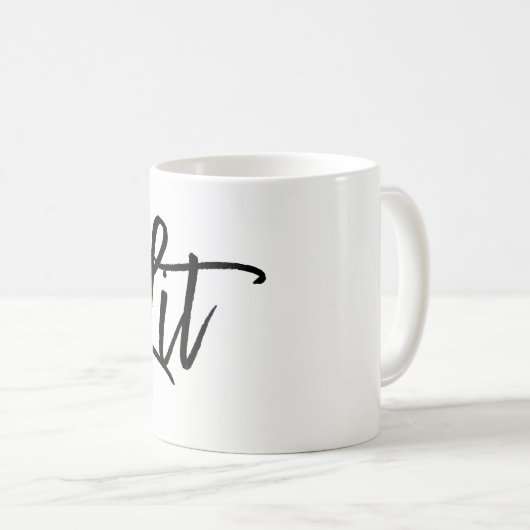 Lit Black Modern Script Trend Custom Kaffeetasse (VorderseiteRechts)