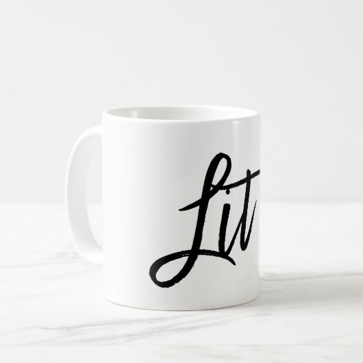 Lit Black Modern Script Trend Custom Kaffeetasse (Vorderseite Links)