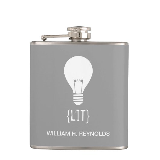 {LIT} Brautparty Lit Lightbulb Flask (grau) Flachmann (Vorderseite)