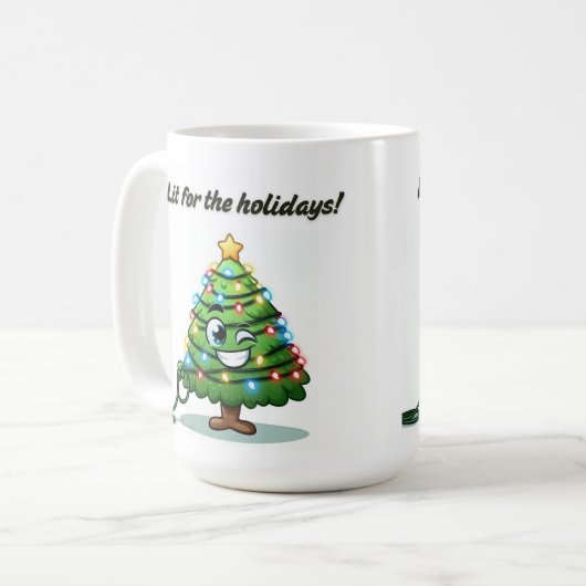 "Lit for Holidays" Tasse - Weihnachts-Pun-Geschenk (Vorderseite Links)