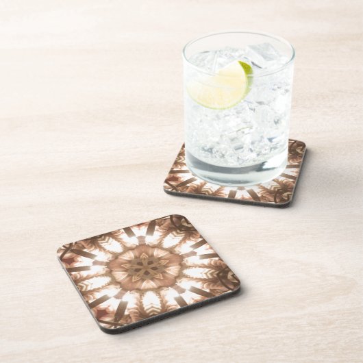 Lit Frohe Weihnachtsbaum Lights Kaleidoskop Kunst Getränkeuntersetzer (Rechte Seite)