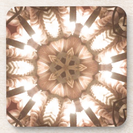 Lit Frohe Weihnachtsbaum Lights Kaleidoskop Kunst Getränkeuntersetzer (Vorderseite)