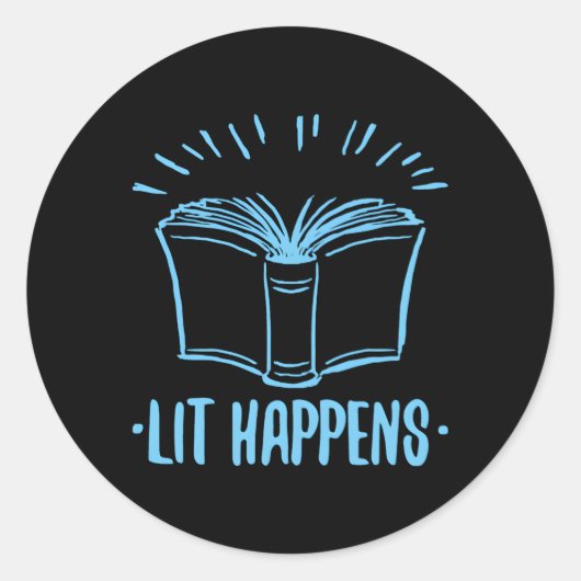 Lit Happens Book Reading Literaturlehrer Runder Aufkleber (Vorderseite)