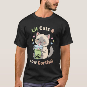 Lit Katzen niedrige Cortisolspiegel Kawaii Boba Bu T-Shirt