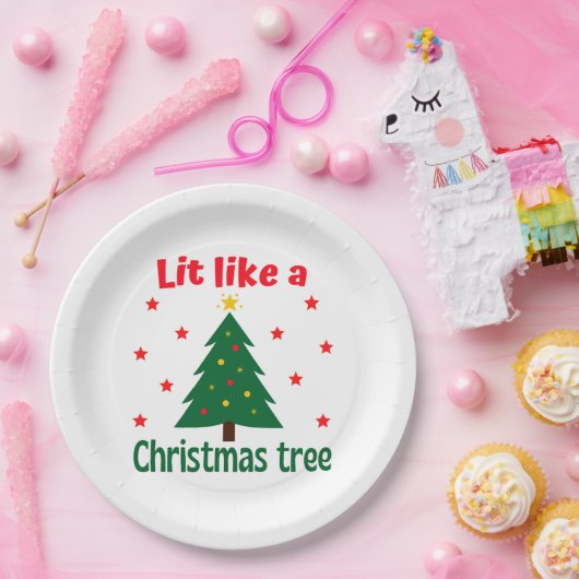 Lit like a Christmas Tree Christmas Pappteller (Party)