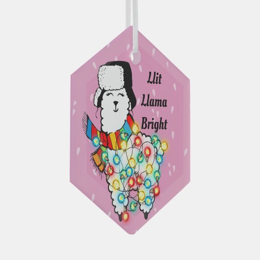 Lit Llama Ornament - Individueller Urlaubsspass (Vorderseite Rechts)