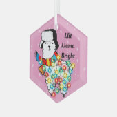 Lit Llama Ornament - Individueller Urlaubsspass Aus Glas (Vorderseite Links)