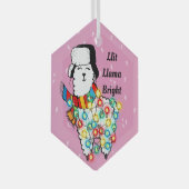 Lit Llama Ornament - Individueller Urlaubsspass Aus Glas (Vorderseite Rechts)