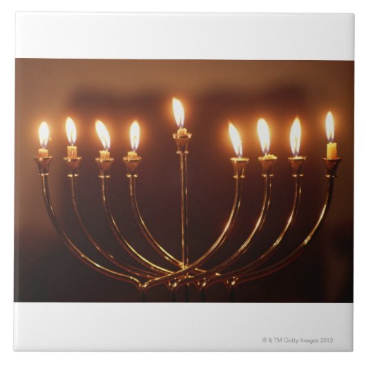 Lit menorah, Israel Fliese (Vorderseite)