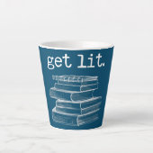 Lit mit Books Funny Meme Book Lover Reading Milchtasse (Vorderseite)