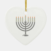 Lit silbernes Chanukka Menorah mit Davidsstern Keramik Ornament (Vorne)
