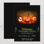 Lit Up Jack-O' Lanterns Black Halloween Einladung (Vorne/Hinten)