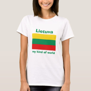 Litauen Flagge+Karte+Text T-Shirt