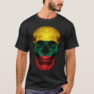 Litauen-Flagge-Totenkopf Litauische Wurzeln Stolz  T-Shirt