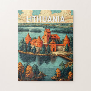 Litauen Illustration Reise Kunst Vintage Puzzle