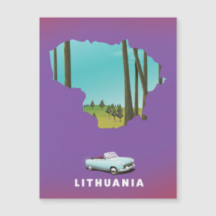 Litauen Illustrierte Reiselandkarte Poster Magnetkarte
