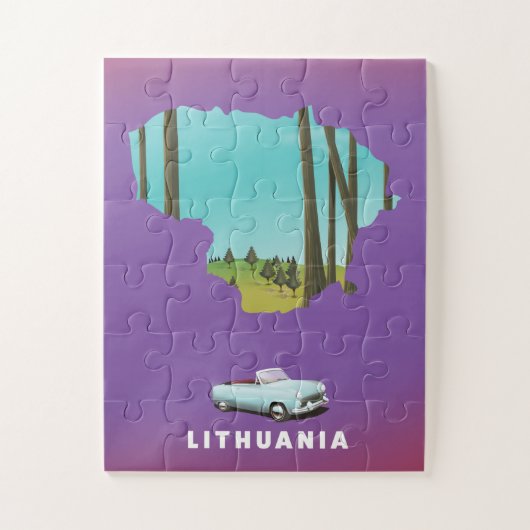 Litauen Illustriertes Reiseplakat Puzzle (Vertikal)