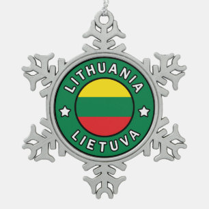 Litauen Lietuva Schneeflocken Zinn-Ornament