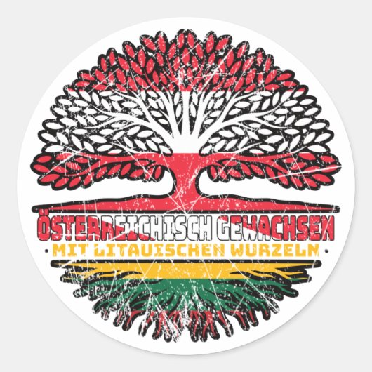 litauen litau Österreichisch Österreich Baum Runder Aufkleber (Vorderseite)