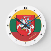 Litauen Ritter und litauische Flagge Elegant Runde Wanduhr (Vorderseite)