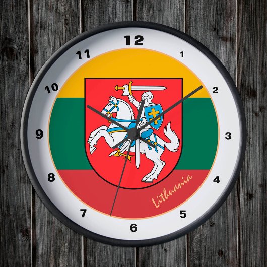 Litauen Ritter und litauische Flagge Elegant Runde Wanduhr