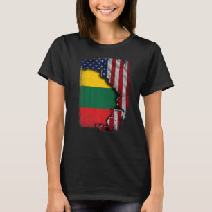 Litauen ROOTS Half American Flag Patrioitc Lith T-Shirt