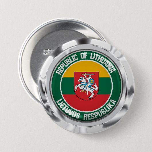 Litauen-Runde Button (Vorne & Hinten)