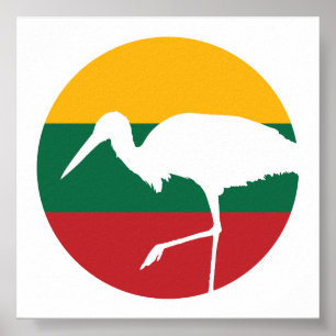 Litauen Stork Litauische Nationale Tierflagge Poster