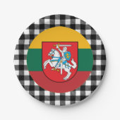 Litauen Tafel, Büffel kariert und litauische Flagg Pappteller (Vorderseite)