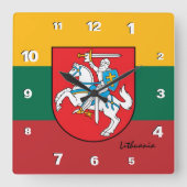 Litauen Uhr, patriotische Zuhause, litauische Flag Quadratische Wanduhr (Vorderseite)