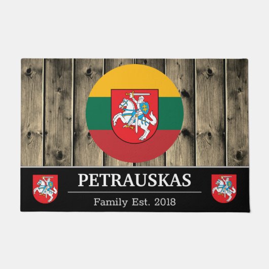 Litauen und Litauische Flagge Rustikales Holz / Fa Fußmatte (Vorderseite)