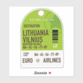 Litauen Vilnius Flugticket Aufkleber (Blatt)