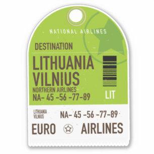 Litauen Vilnius Flugticket Aufkleber