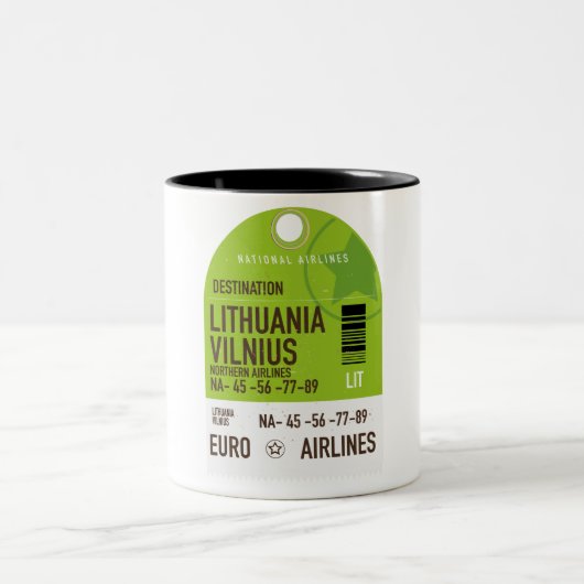 Litauen Vilnius Flugticket Zweifarbige Tasse (Mittel)
