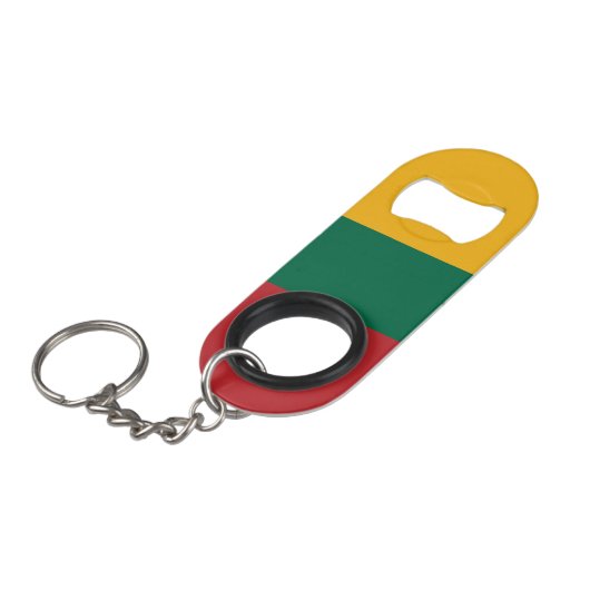 Litauenflagge Mini Flaschenöffner (Vorderseite Schrägansicht)