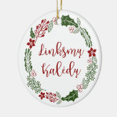 Litauisch Merry Christmas Wreath Linksmų Kalėdų Keramik Ornament (Links)