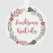 Litauisch Merry Christmas Wreath Linksmų Kalėdų Ornament (Rückseite)