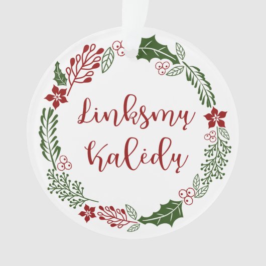 Litauisch Merry Christmas Wreath Linksmų Kalėdų Ornament (Vorderseite)